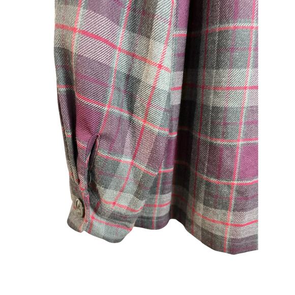 Pendleton Plaid Button Front Shirt Jacket Womens Size L Purple Grey special wool - Picture 5 of 12